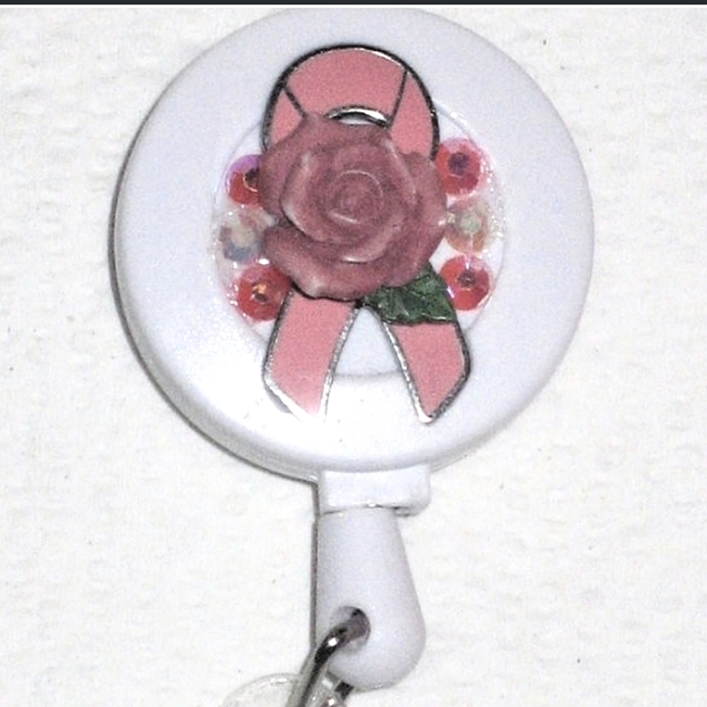 Pink Ribbon ID Badge Holder